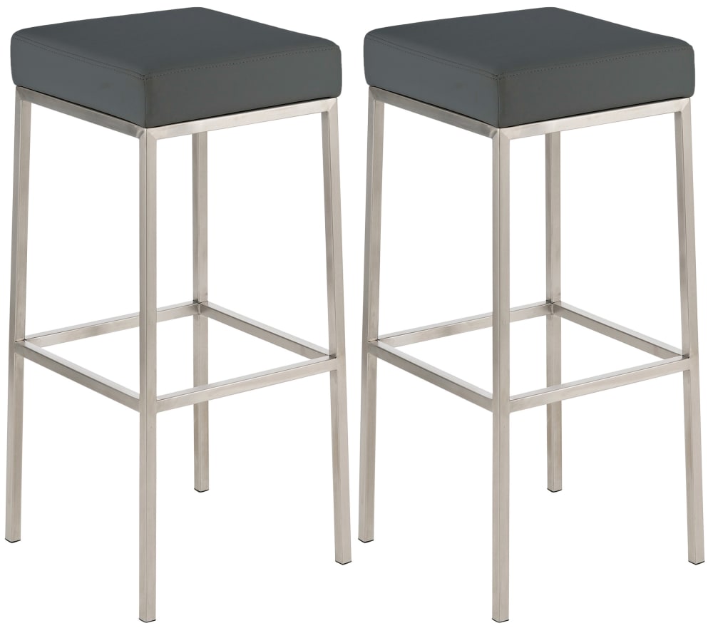 Lot 2 tabourets de bar avec pieds en métal en pvc und synthetik gris