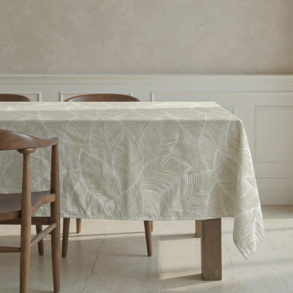 Nappe enduite anti-taches en coton beige 155x155 cm