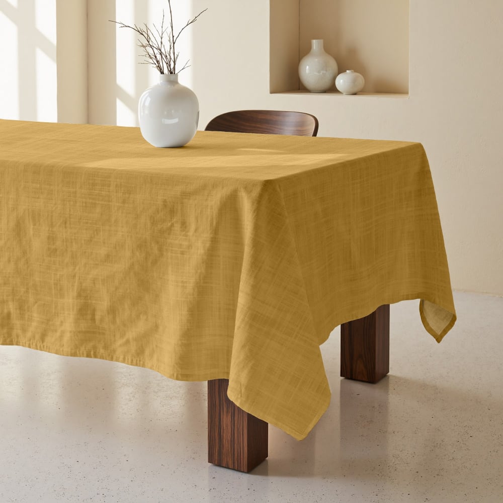 Nappe anti-taches en coton Moutarde 100x155 cm