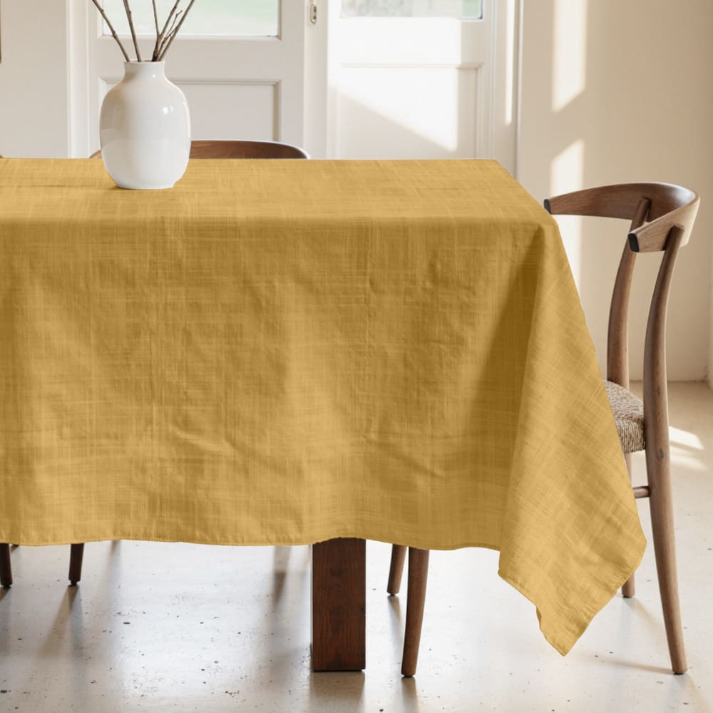 Fleckschutz-Tischdecke aus 100 % Baumwolle senfgelb 100x155 cm -