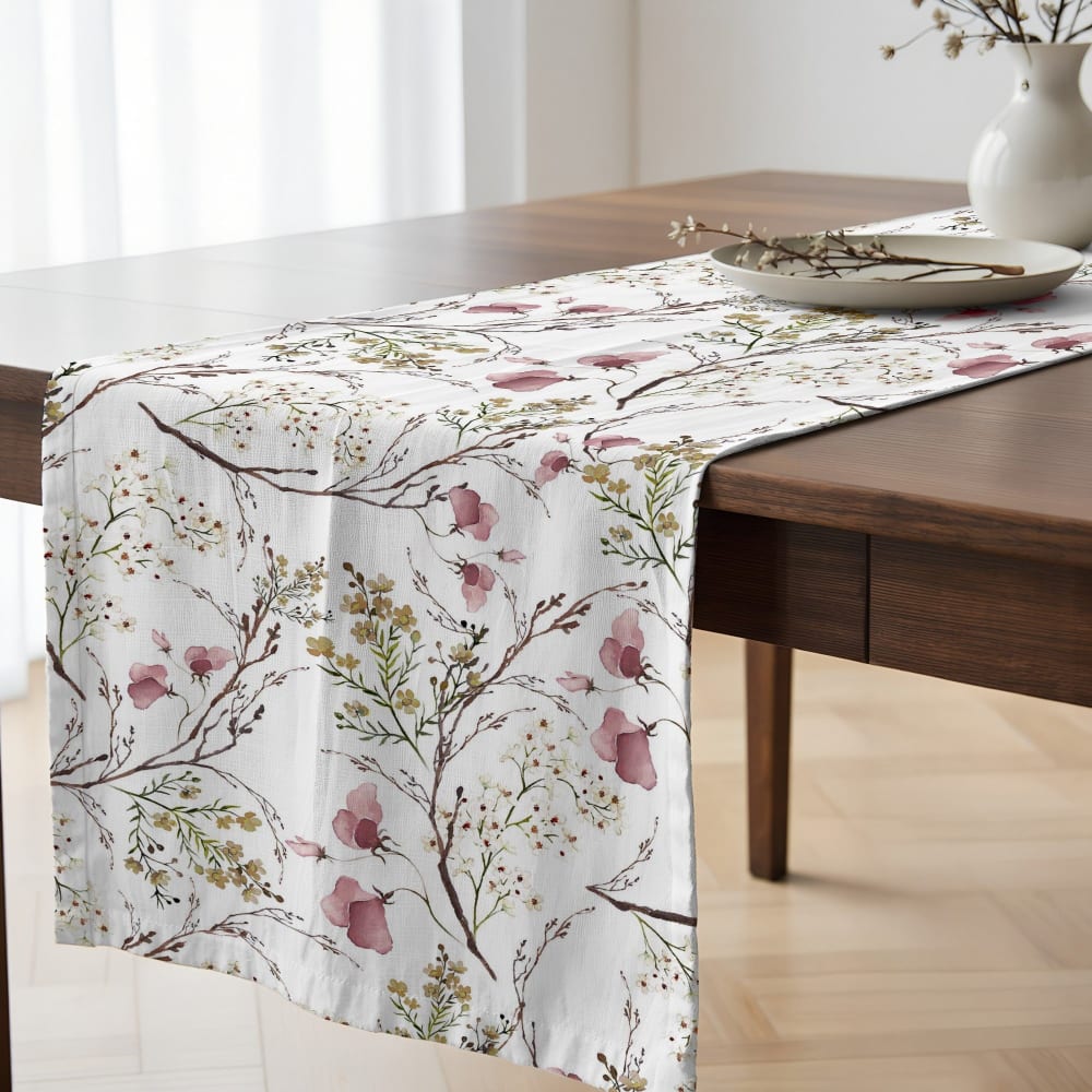 Chemin de table en coton blanc 140x45