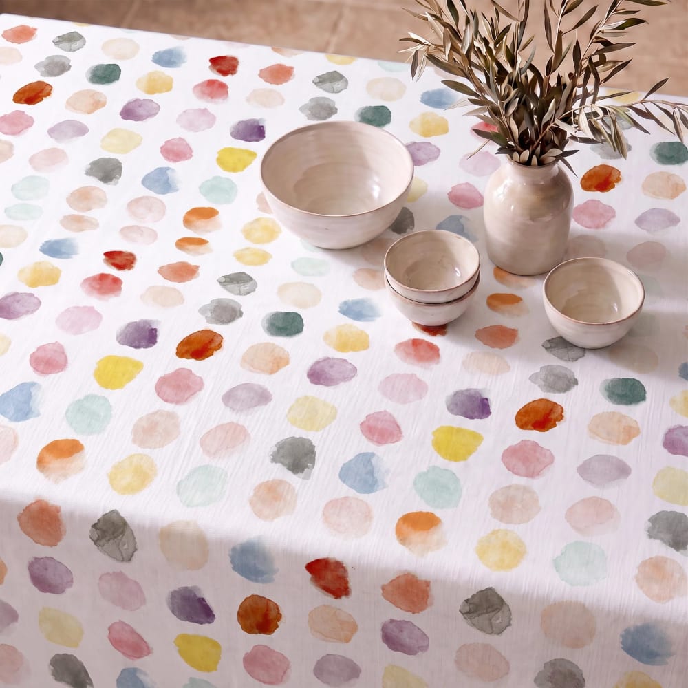 Muare Home Fleckabweisende Tischdecke 100% Bio-Baumwolle mehrfarbig 155x155 cm - Baumwolle