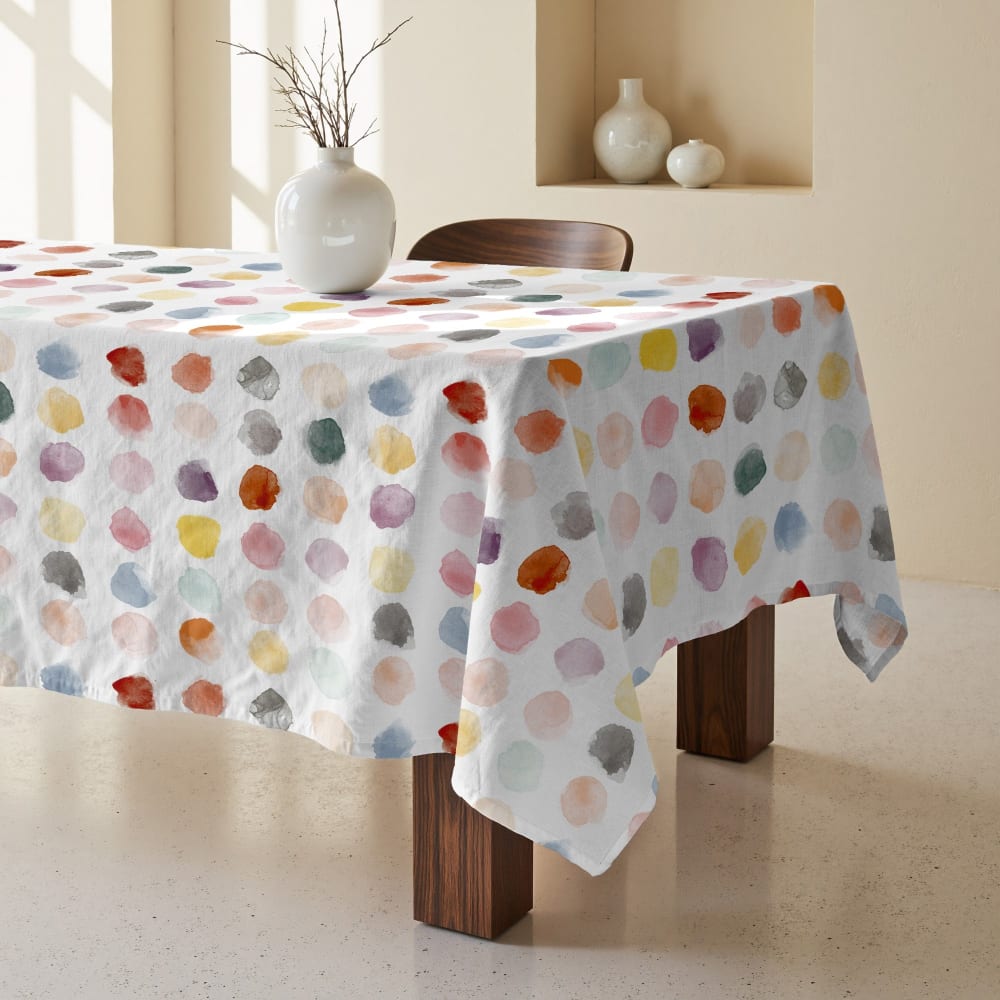 Fleckabweisende Tischdecke 100% Bio-Baumwolle mehrfarbig 155x155