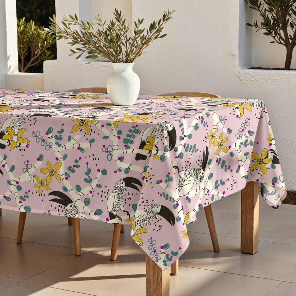 Mantel antimanchas 100% algodón rosa 155x155 cm - Maisons du Monde