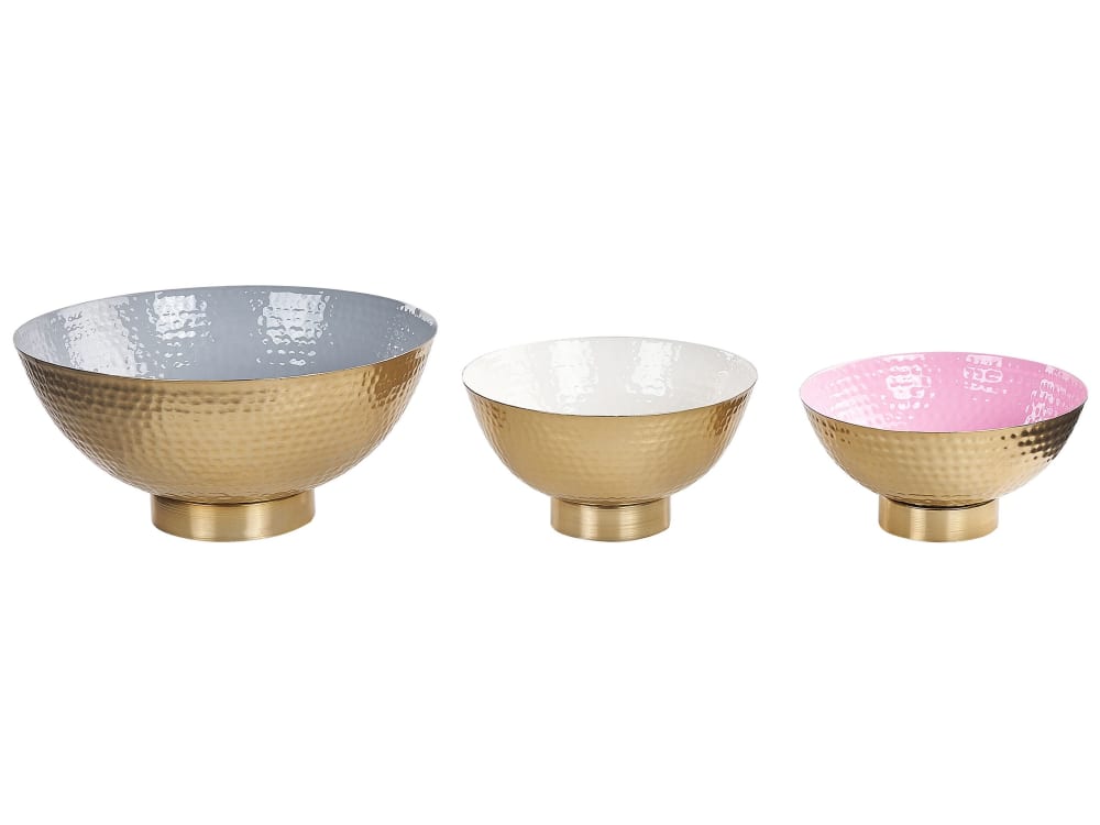 Lot de 3 bols décoratifs métal doré
