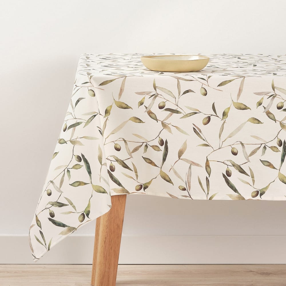 Nappe enduite anti-taches en coton blanc 100x155 cm