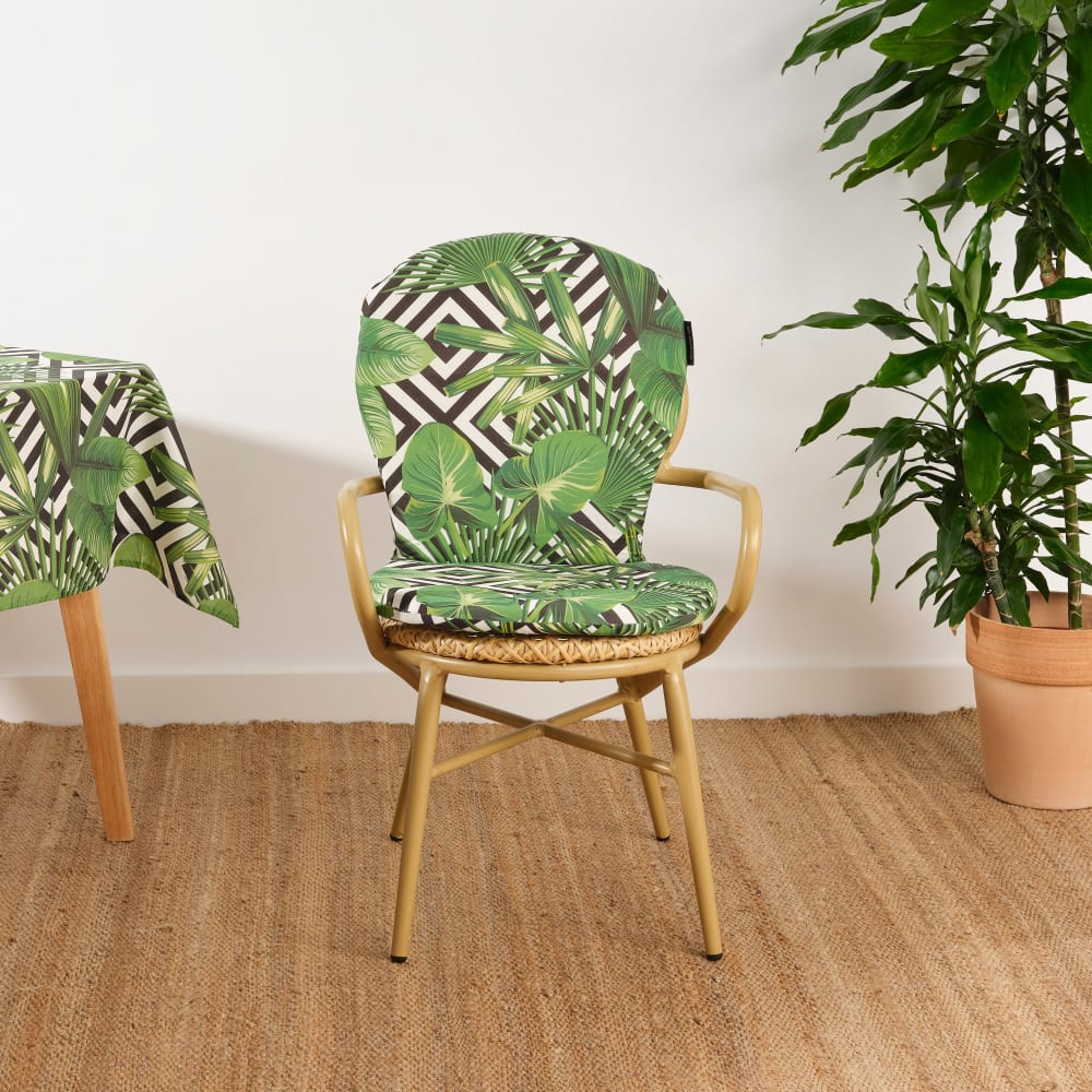 Cojín para silla de exterior 100% algodón verde 48x90x5 cm - Maisons du Monde