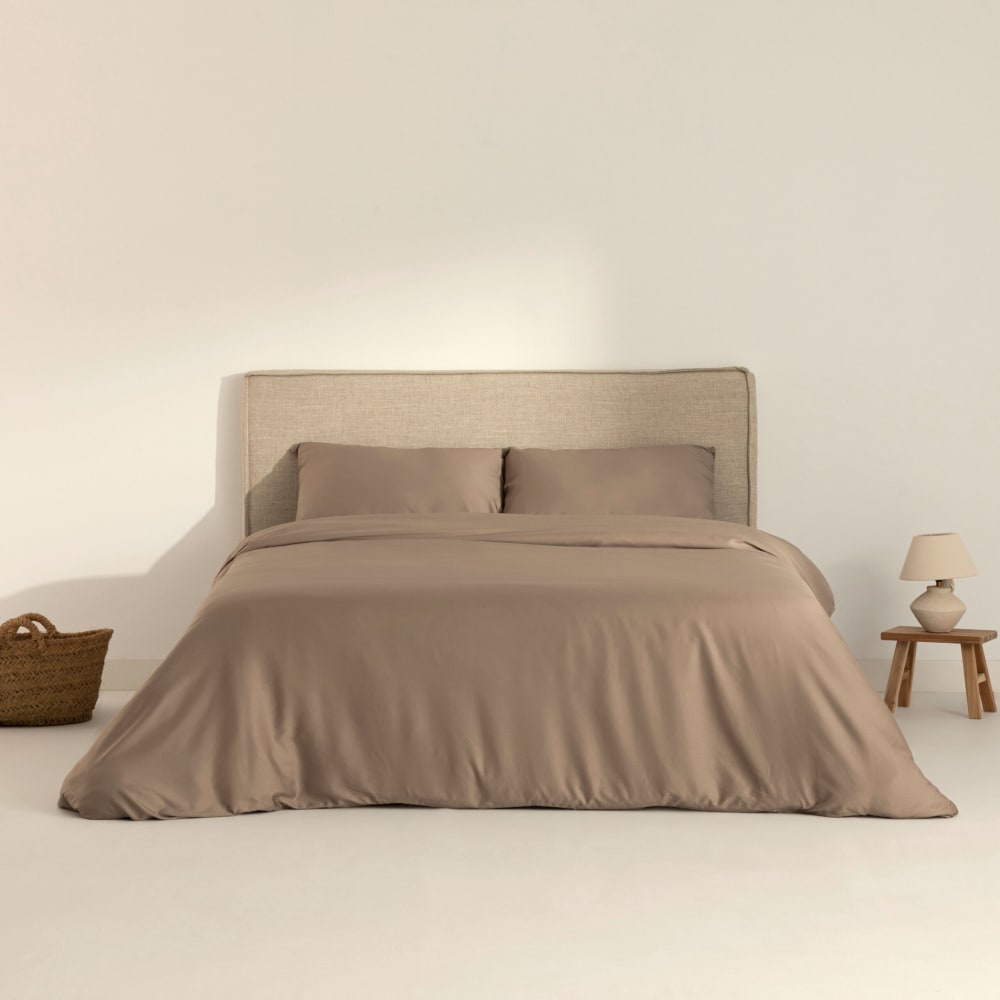 Funda nórdica 100% algodón de 300 hilos marrón 80(140x200 cm) - Maisons du Monde
