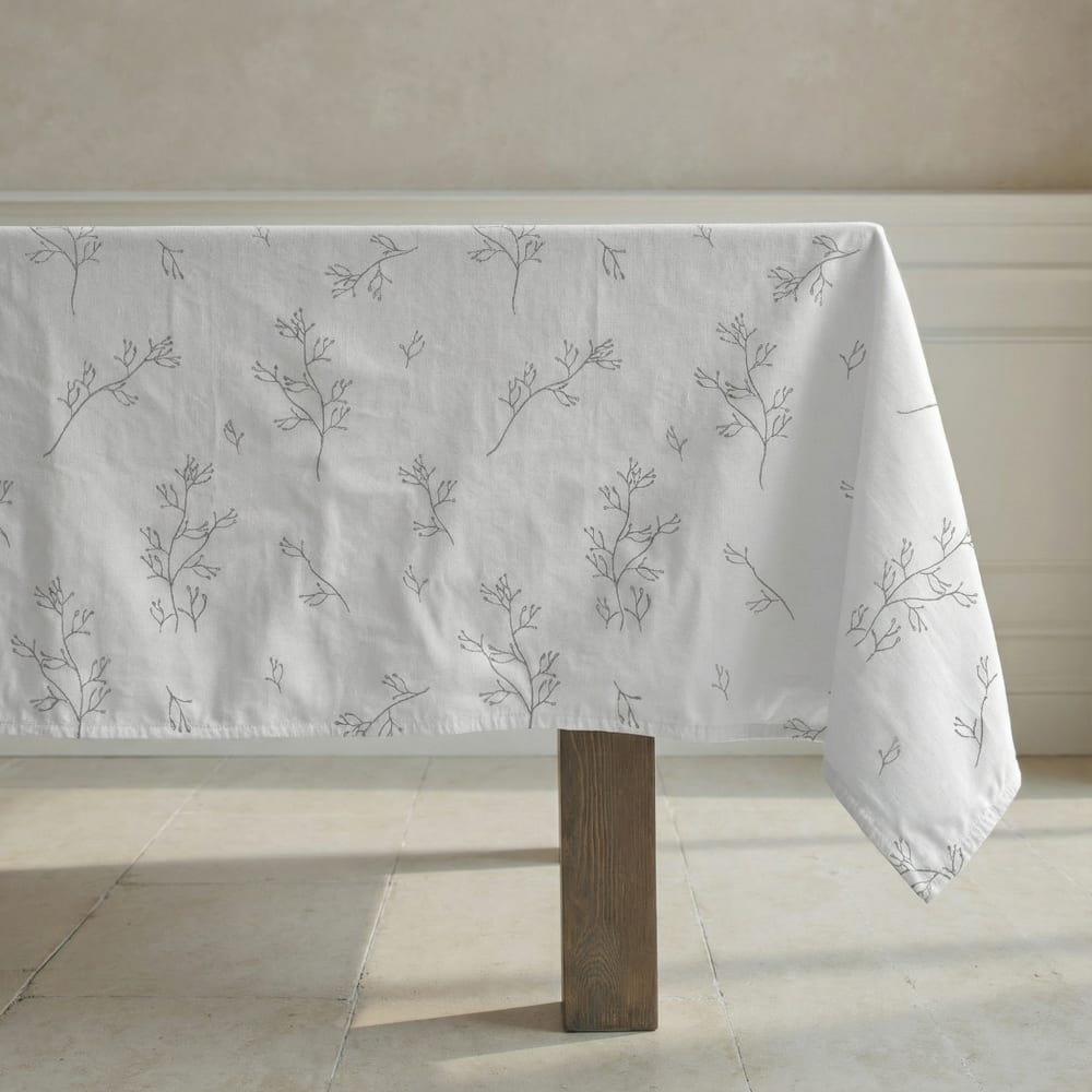 Nappe enduite anti-taches en coton blanc 240x155 cm