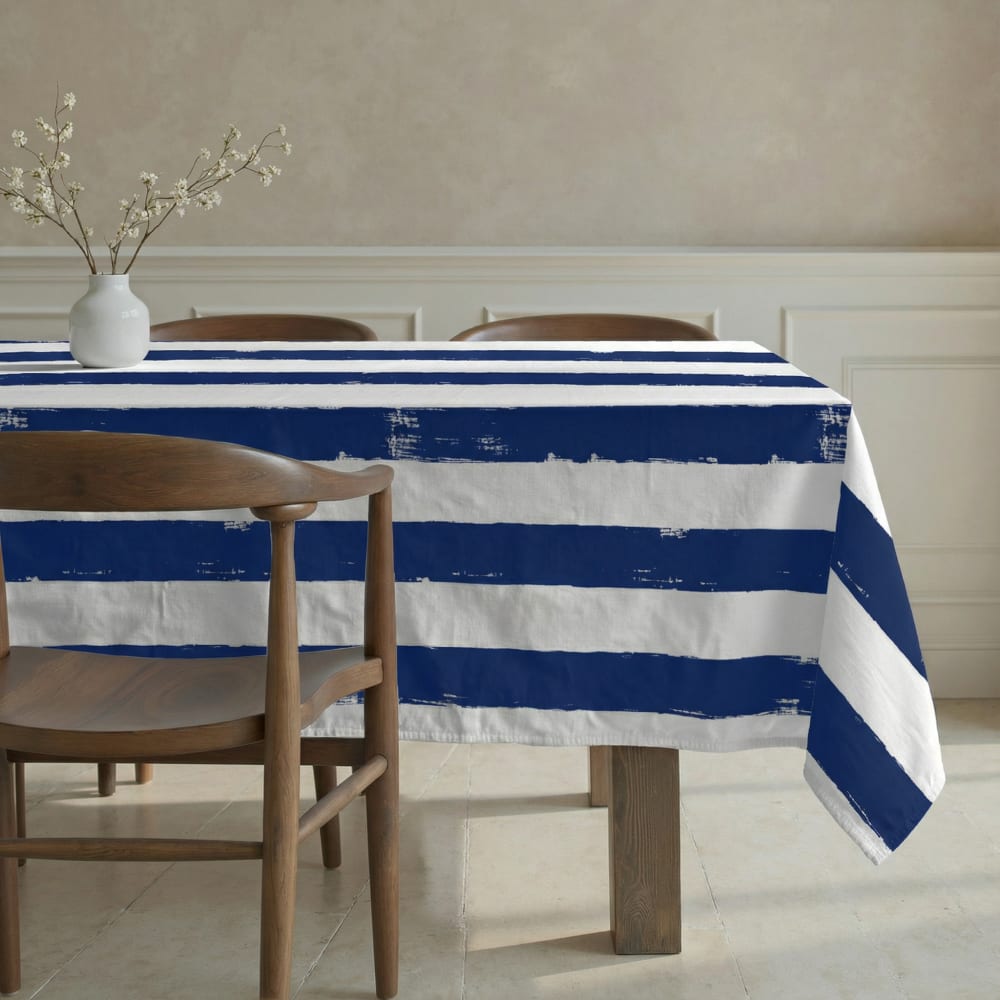 Nappe enduite anti-taches en coton bleu marine 100x155 cm