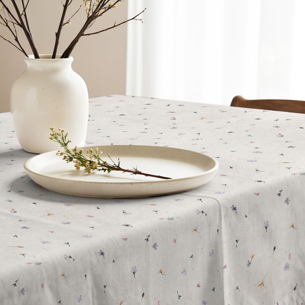 Nappe anti-taches en coton beige 300x155 cm