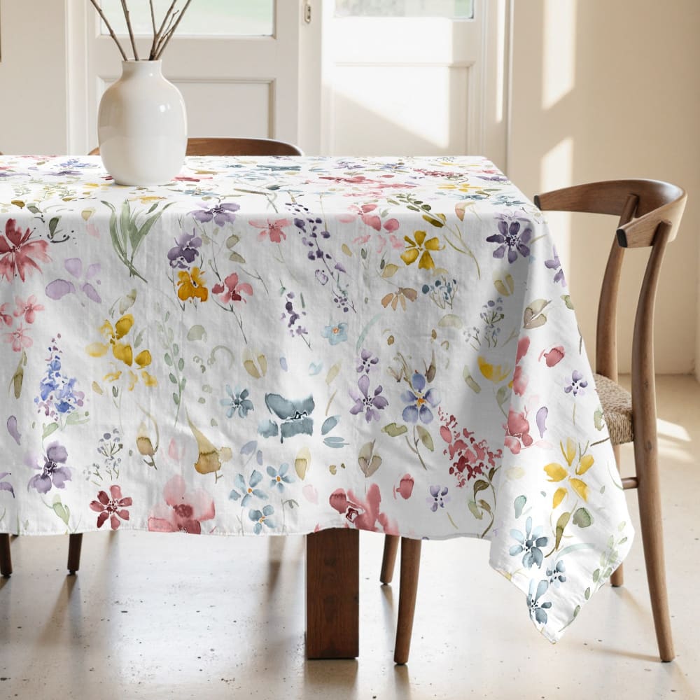 Nappe anti-taches en coton á fleurs 200x155 cm