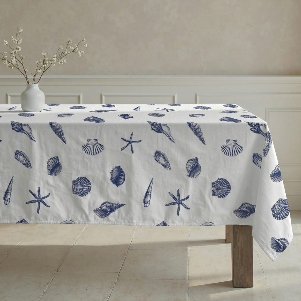 Nappe enduite anti-taches en coton bleu 100x155 cm - Maisons du Monde