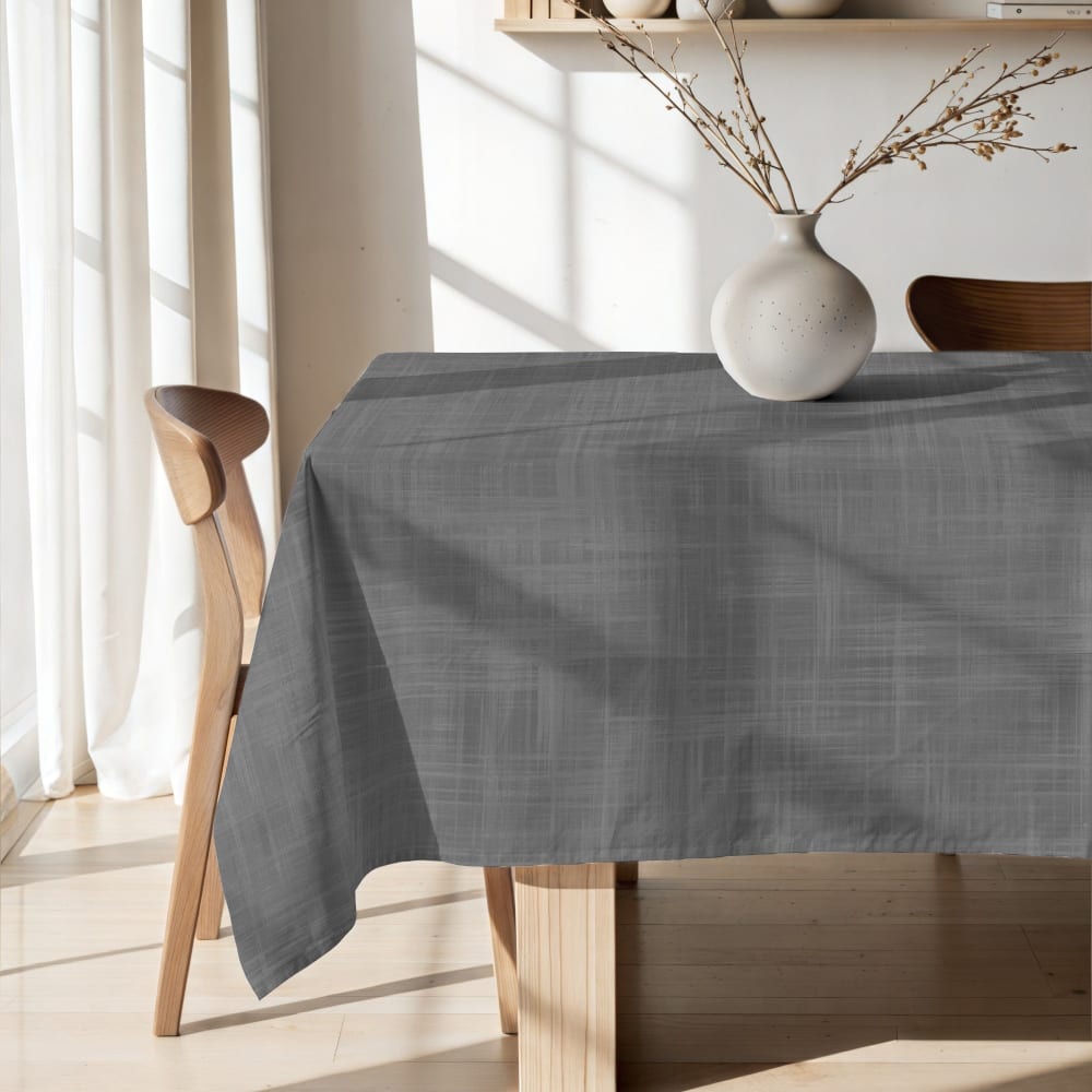Mantel antimanchas 100% algodón gris oscuro 250x155 cm