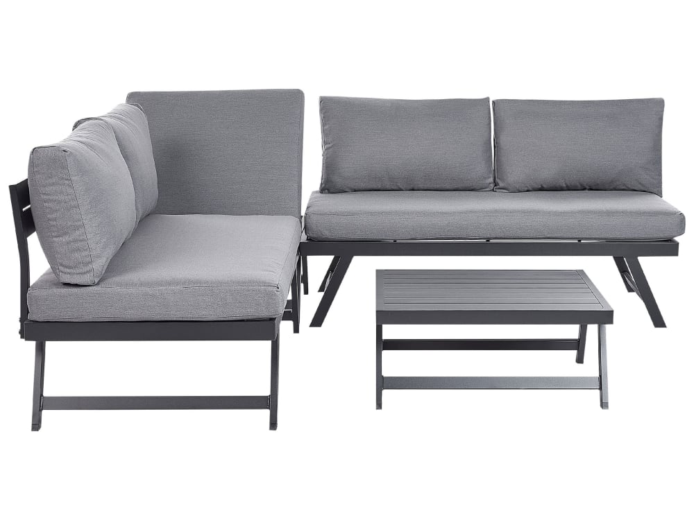 Set de salon 5 personnes en aluminium gris