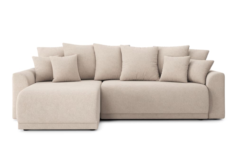 Canapé d'angle convertible en tissu 4 places beige
