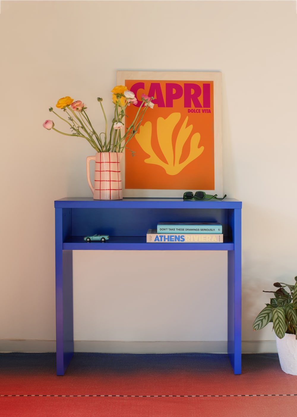 Konsole mit laminiertem 3cm Prussia-Blau 80x30cm - Maisons Du