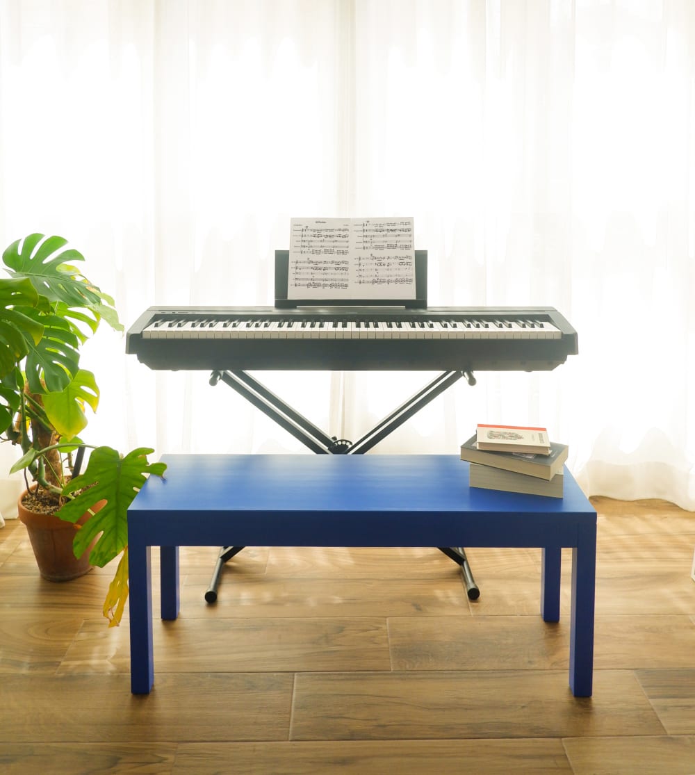 Banc en pin massif laqué bleu Prusse. - Maisons du Monde