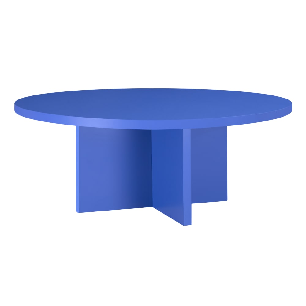 RNT by Really Nice Things Runder Couchtisch, mit laminiertem 3 cm stark, Blau Preußen, 100 cm style modern Blau Spanplatte