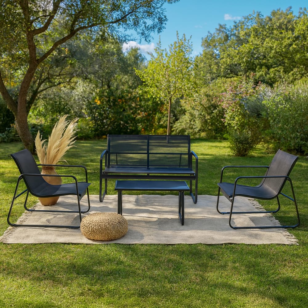 Concept Usine Gartenmöbelset für 4 Personen aus Metall style modern Schwarz Stahl