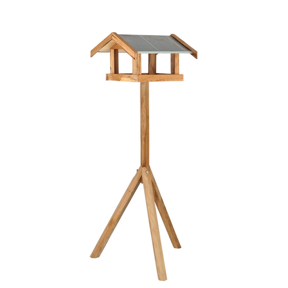 Esschert Design Mangeoire sur pieds rectangulaire Chêne Beige Bois