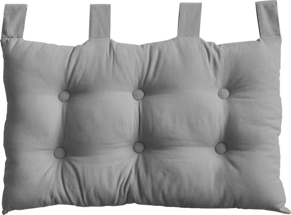 Coussin tête de lit en coton et pattes boutonnées gris clair 70x45 cm