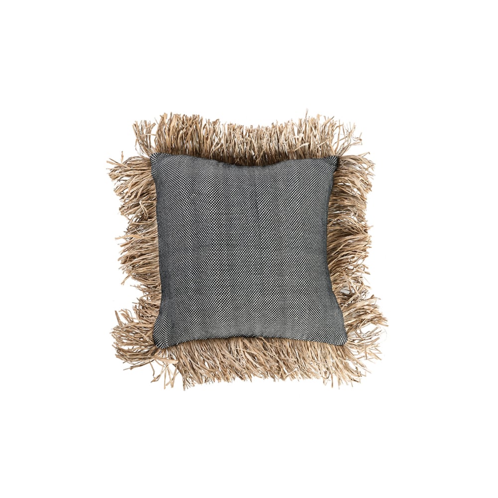 Housse de coussin en coton raphia noire naturelle 40x40cm
