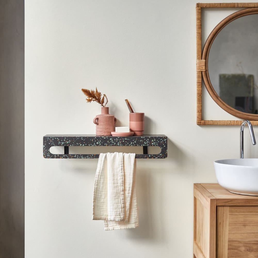Tikamoon Handtuchhalter für die Wand aus Terrazzo Confetti Mehrfarbig Marmor