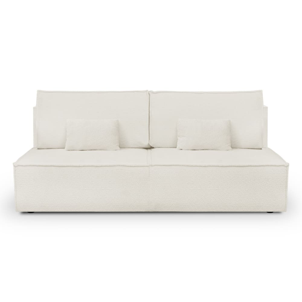 Canapé convertible 3 places en tissu bouclé écru