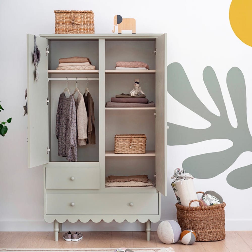 Armoire 2 portes 2 tiroirs panneaux stratifiés vert - Maisons du Monde