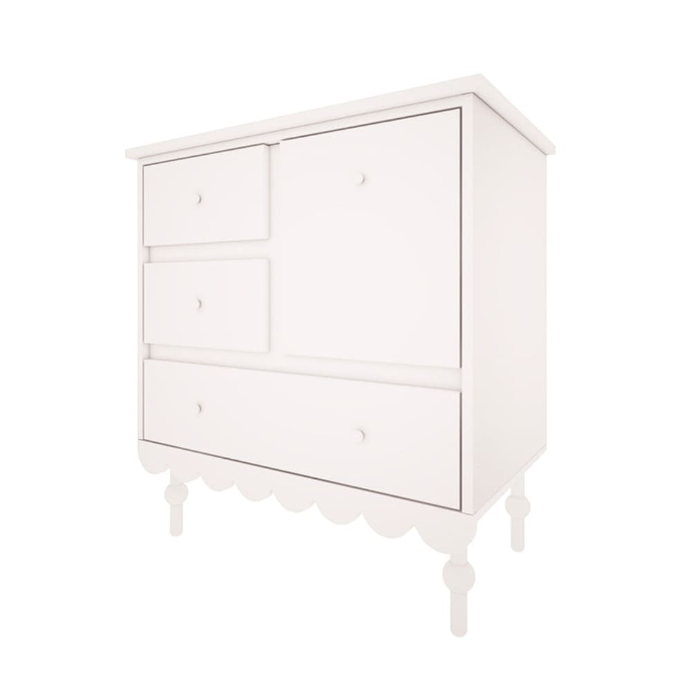 Commode 3 tiroirs 1 porte panneaux stratifiés blanc Commode 3 tiroirs 1 porte panneaux stratifiés blanc