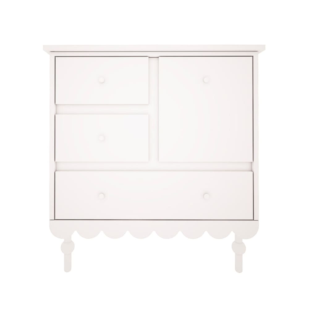 Commode 3 tiroirs 1 porte panneaux stratifiés blanc - Maisons du Monde