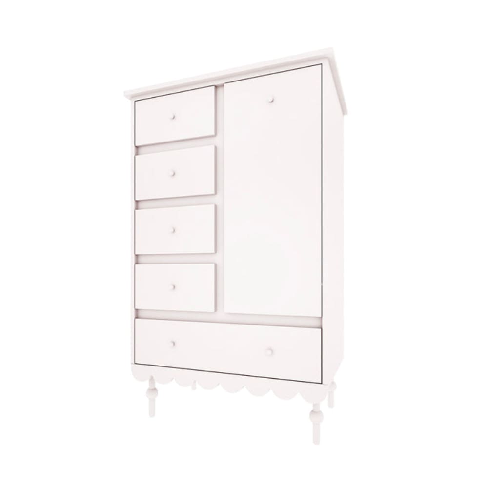 Commode 5 tiroirs 1 porte panneaux stratifiés blanc Commode 5 tiroirs 1 porte panneaux stratifiés blanc