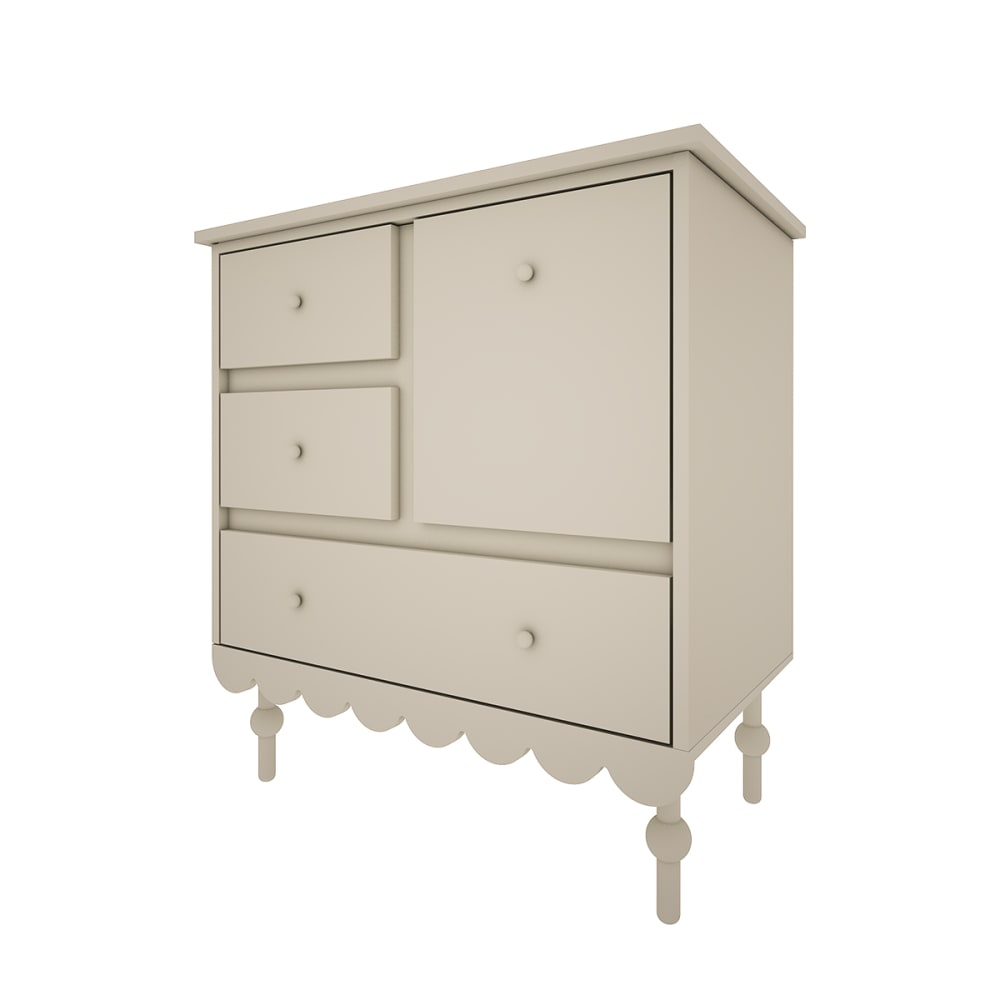 Commode 3 tiroirs 1 porte olive