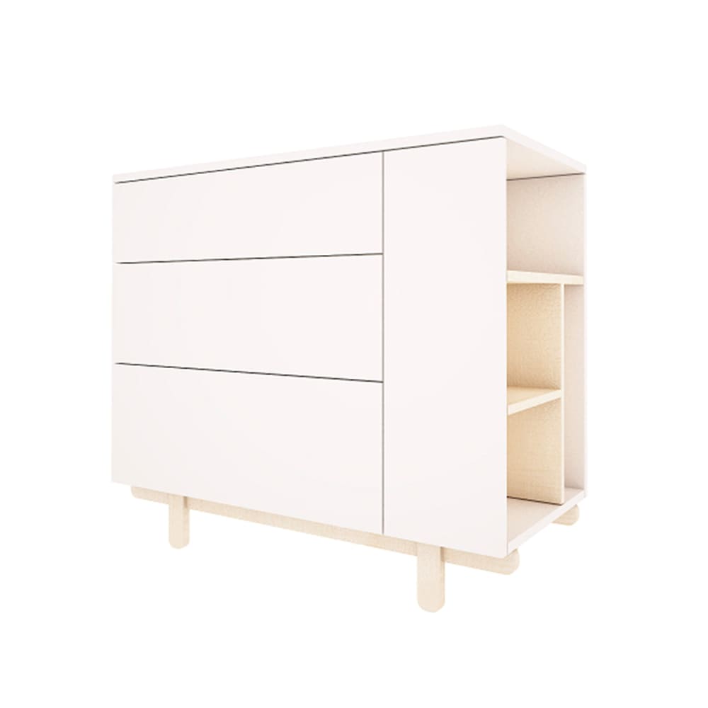 Commode 3 tiroirs panneaux stratifiés blanc Commode 3 tiroirs panneaux stratifiés blanc