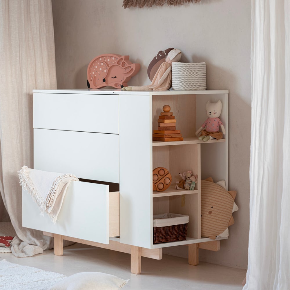 Commode 3 tiroirs panneaux stratifiés blanc - Maisons du Monde