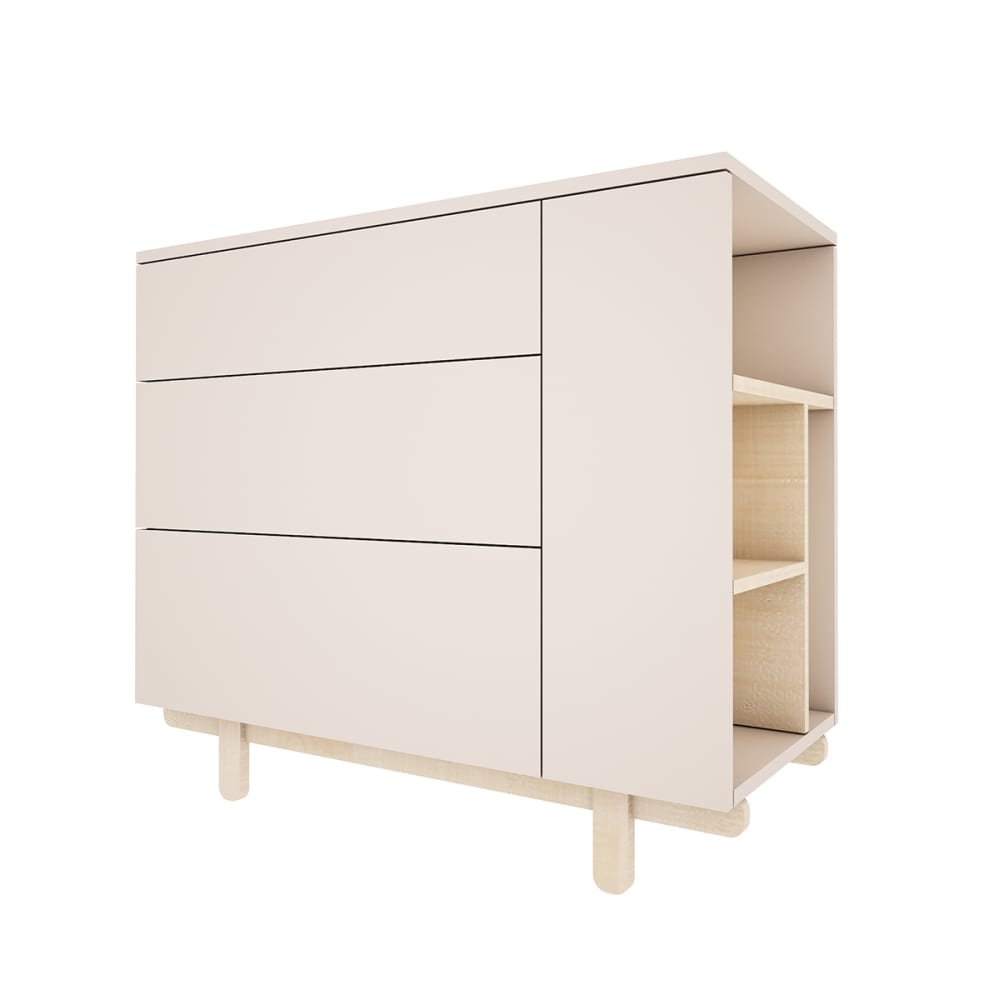 Commode 3 tiroirs beige