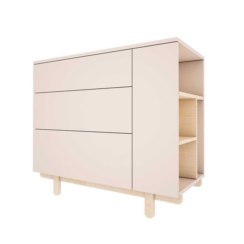 Commode 3 tiroirs - cachemire panneaux stratifiés beige Commode 3 tiroirs - cachemire panneaux stratifiés beige