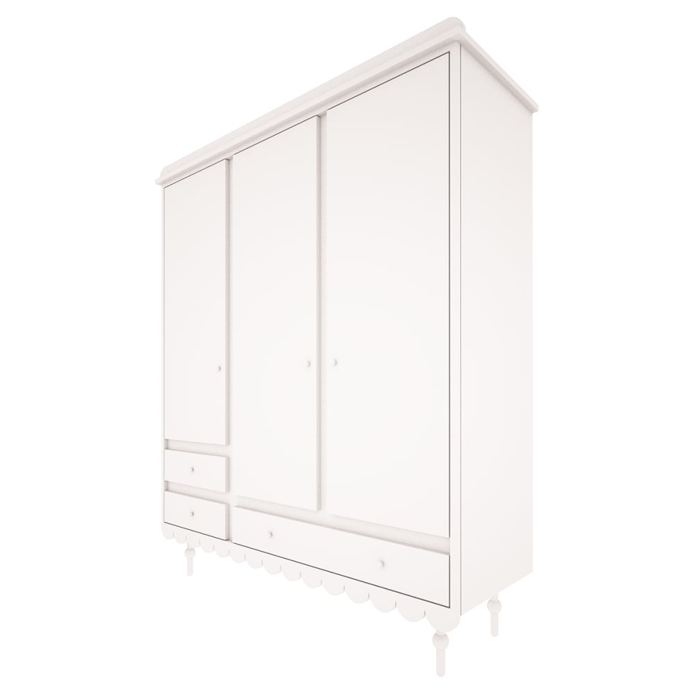 Armoire 3 portes 3 tiroirs blanc