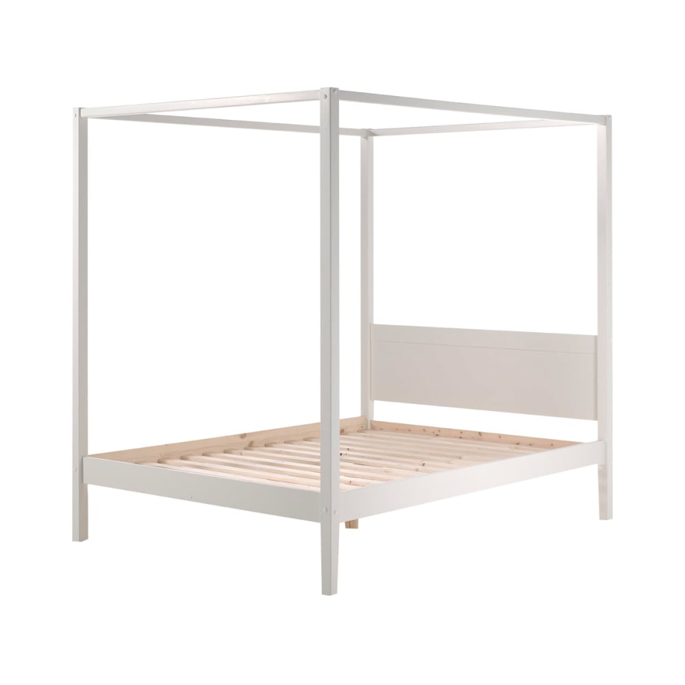 Lit à baldaquin 140x200 sommier inclus blanc