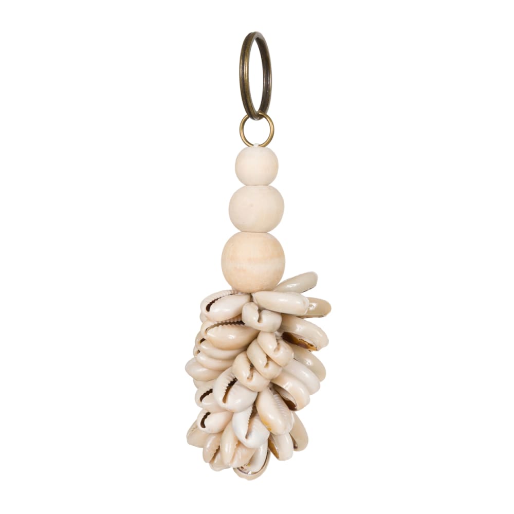 Bazar Bizar Porte-clés en coquillages et bois naturel l15 cm style bord de mer Beige
