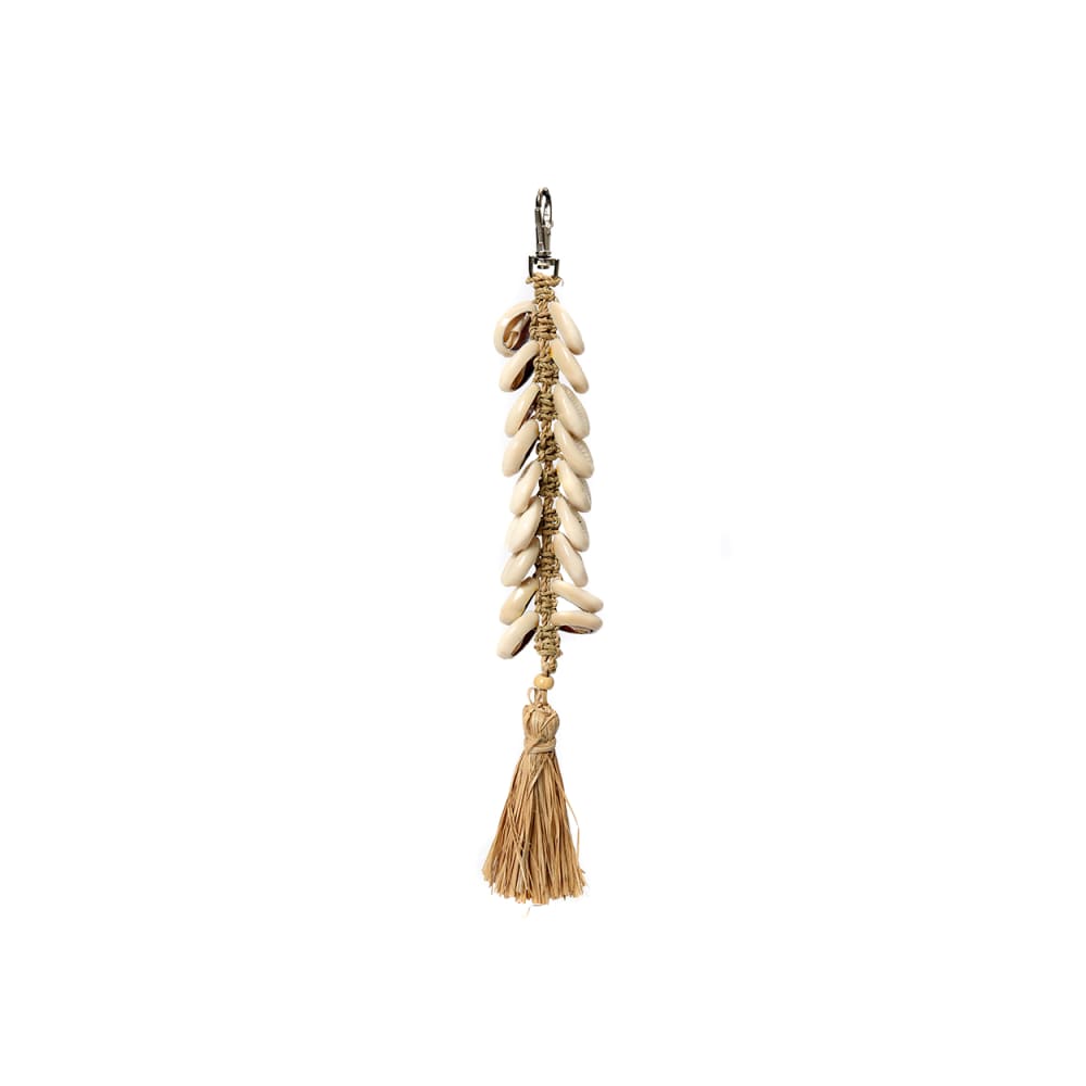 Bazar Bizar Schlüsselanhänger aus raffia, sisal & palmfaser, braun/weiß, 6x2x28cm style seaside - Naturfasern