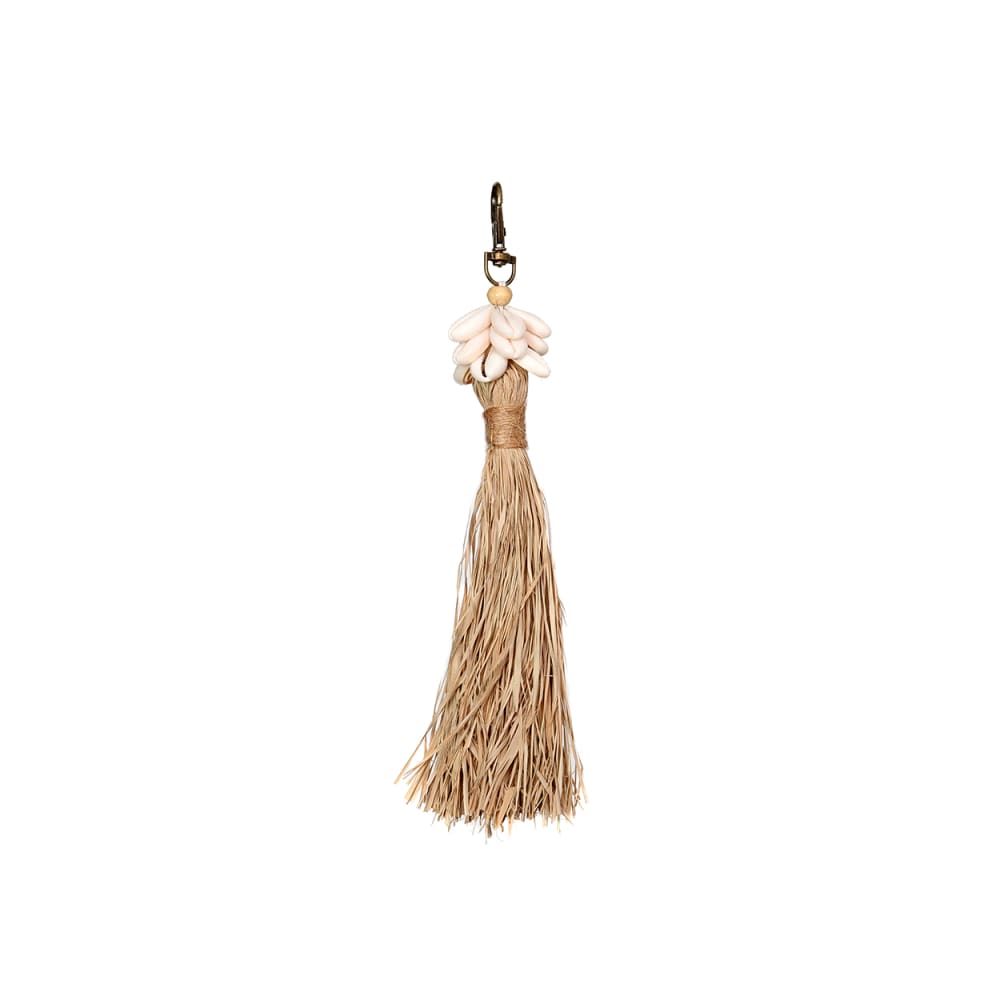 Bazar Bizar Schlüsselanhänger aus raffia und muscheln in braun, 3x3x20cm style seaside Beige Naturfasern