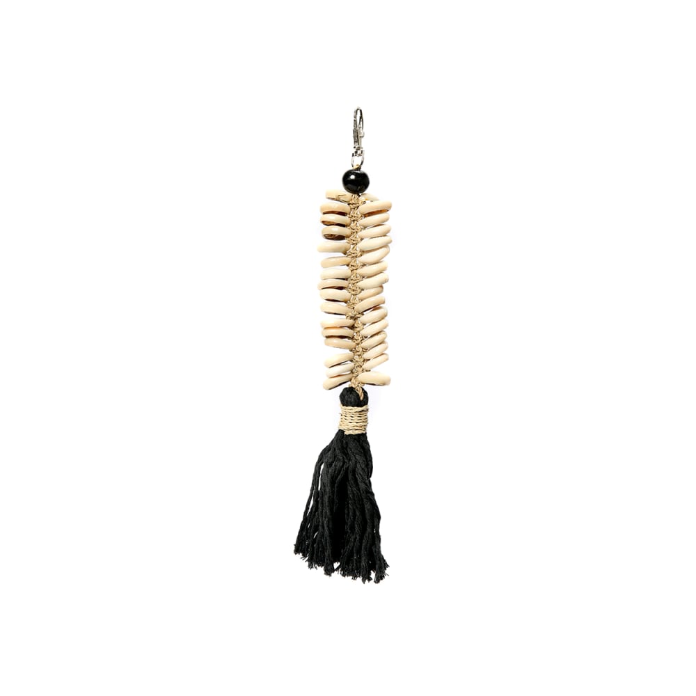 Bazar Bizar Schlüsselanhänger baumwolle und muscheln in schwarz, 25x3x8cm style seaside - -