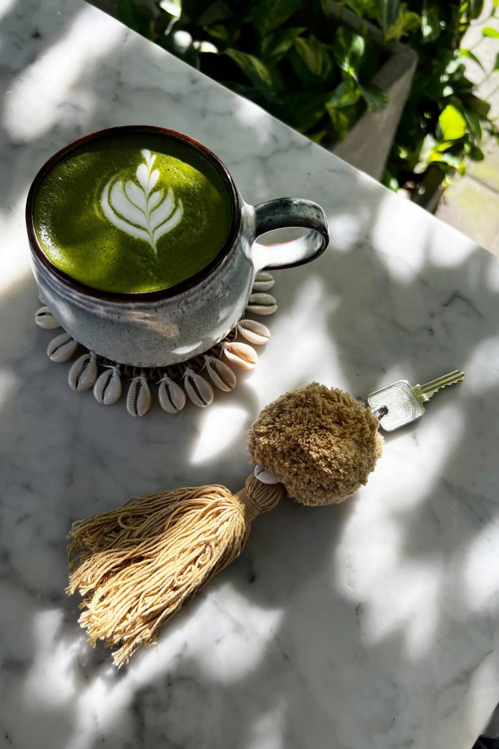 Le porte-clés pompom mocca