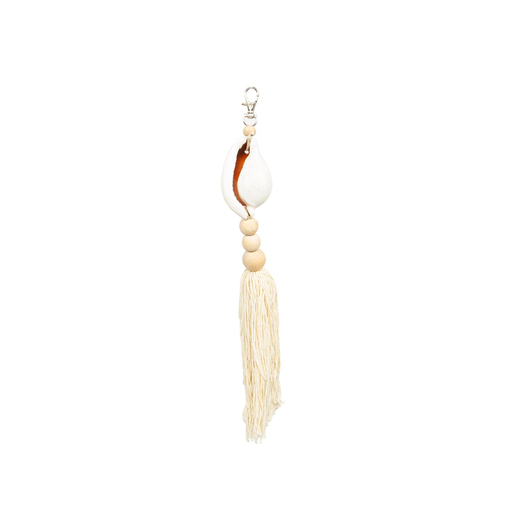 Bazar Bizar Schlüsselanhänger aus holz und baumwolle in braun und weiß, 25x4x3cm style seaside - -