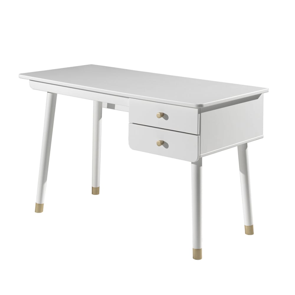 Bureau 2 tiroirs blanc