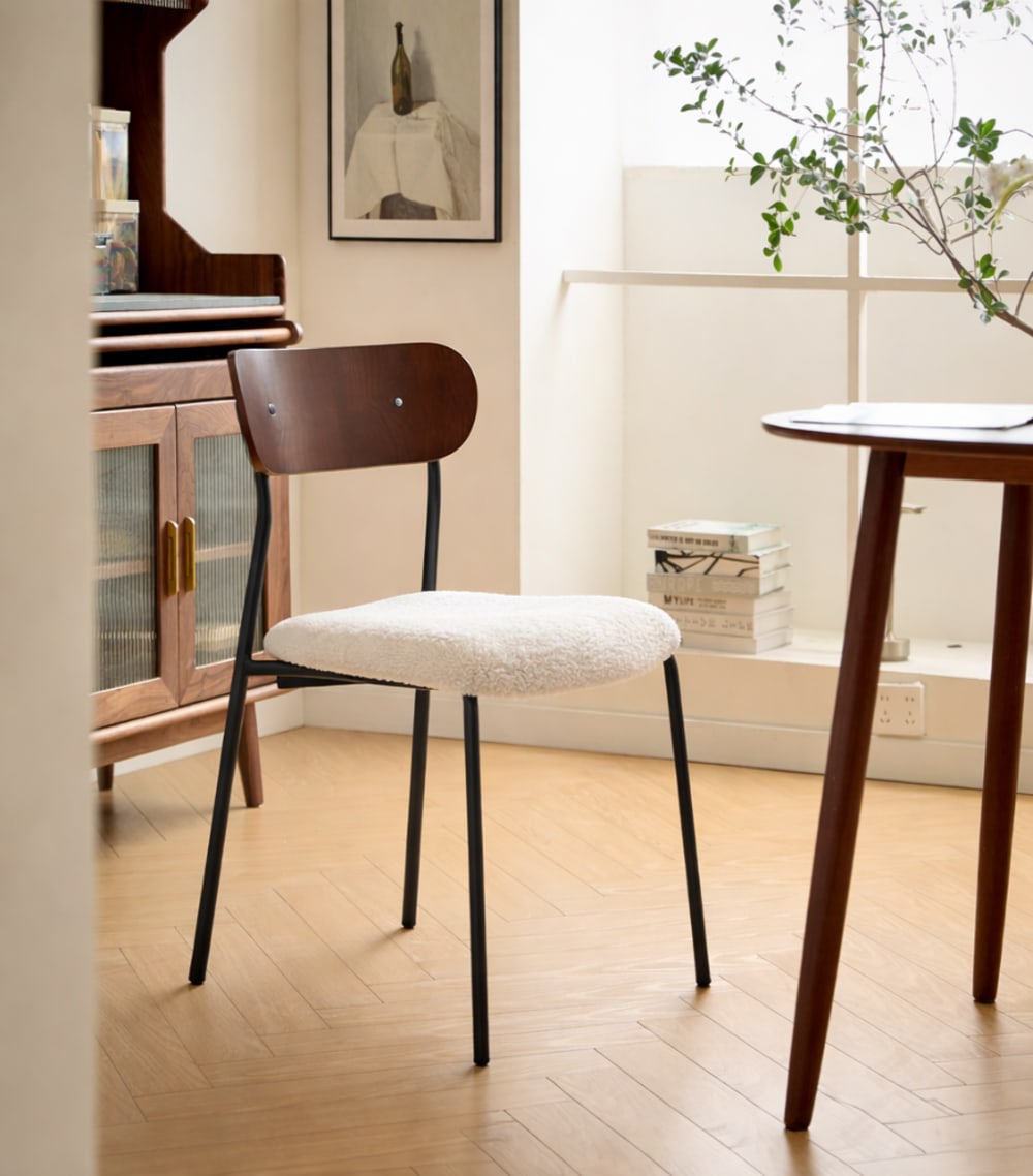 Nordlys Esszimmerstühle (2er Set) aus Metall und Wolle Weiß style modern Weiß Öko-Tex Zertifikat Stoff