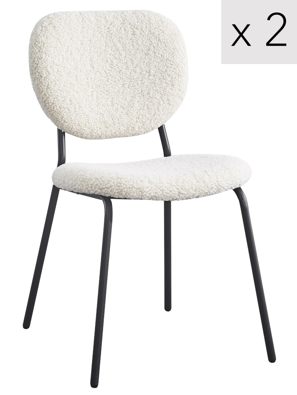 Set 2 sillas en acero y lana blanca - Maisons du Monde