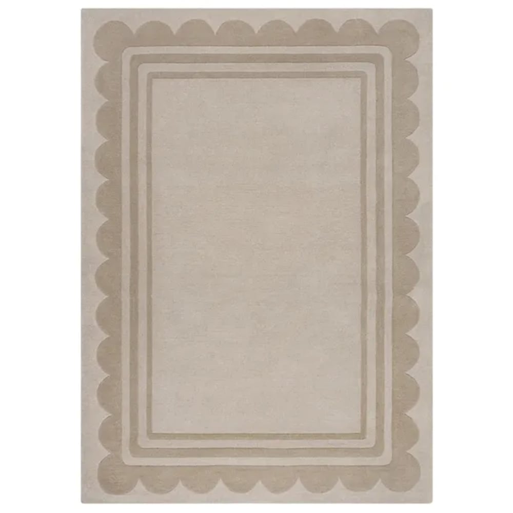 Tapis de salon en laine beige 120x170 cm